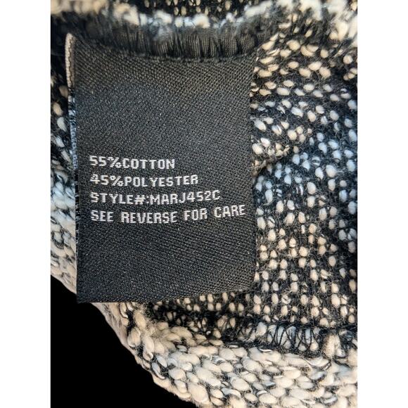 BNCI Blanc Noir Full Asymmetrical Zip Cardigan Sweater Black White Large Soft - Picture 6 of 7